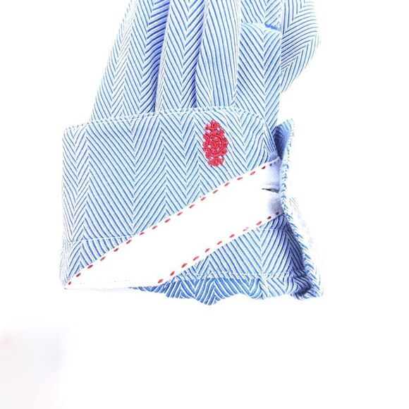 ROBERT GRAHAM Chevron Print Long Sleeve Button Down Dress Shirt Mens Medium Blue - Picture 6 of 12